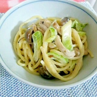 きのことねぎの、スパゲティサラダ